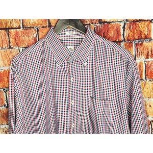 Peter Millar Men’s Long Sleeve Button Front XL Plaid Shirt Purple Blue White